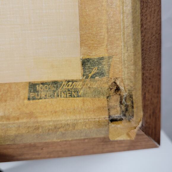 Vintage Linen Needlepoint Framed Covered Bridge And Farm House Winter Scene - Picture 5 of 14